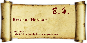 Breier Hektor névjegykártya